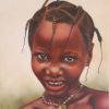 Thandi - A shy little Zulu girl, with the traditional plaited braided hair.SOLD