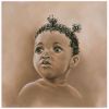 Little BaiMametsi - This is a beautiful little Sotho girl.  Her features are absolutely stunning, the little button nose, wide innocent almost sad eyes and perfect rose mouth.   A dream of a portrait to paint.SOLD